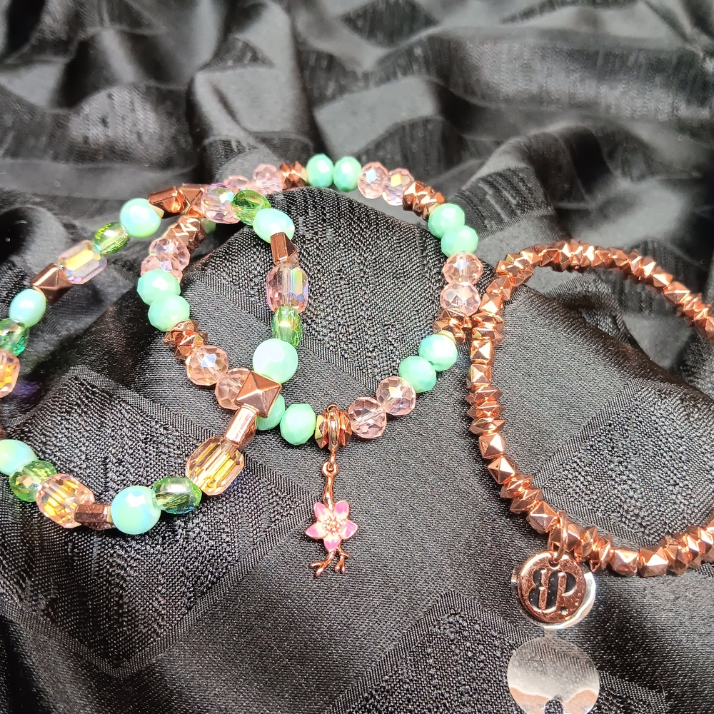 Chic Rose Gold and Mint Green Bracelet Trio